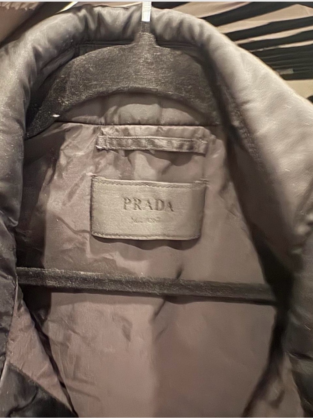 Prada Black Quilted Leather-Trim Puffer Jacket